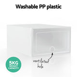 Artiss Shoe Box Rack DIY Set of 24 Stackable White Abel - Close-Up Angle