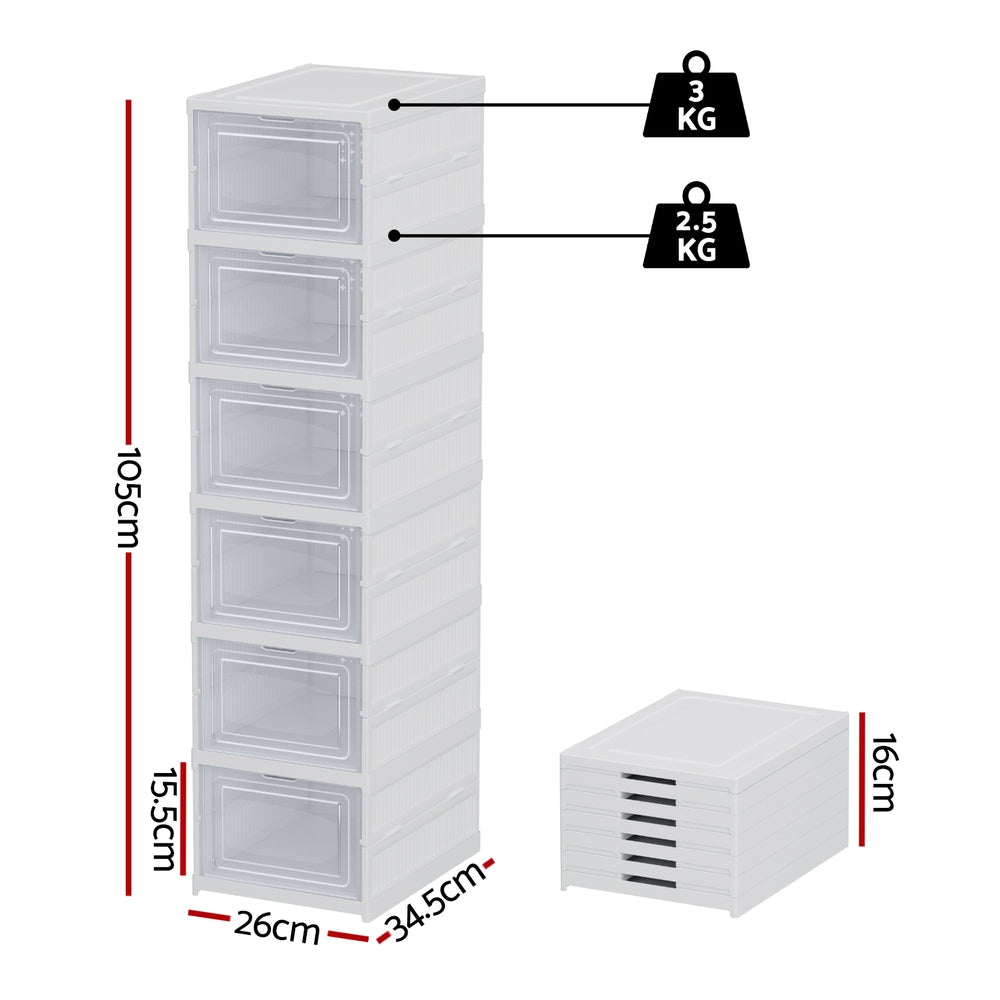Artiss Foldable Shoe Rack Organizer 6 Tier Storage Shelf Hallway