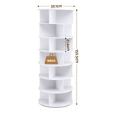 Artiss 7 Tier 360° Rotating Shoe Rack Storage Display Shelf White - Side View