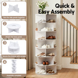 Artiss 7 Tier 360° Rotating Shoe Rack Storage Display Shelf White - Rear View