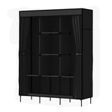Artiss Large Portable Clothes Closet Wardrobe with Shelf Black - Side View