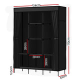 Artiss Large Portable Clothes Closet Wardrobe with Shelf Black - Top-Down View