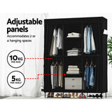 Artiss Large Portable Clothes Closet Wardrobe with Shelf Black - Rear View