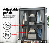 Artiss Large Portable Clothes Closet Wardrobe with Shelf Grey - 45-Degree Angle