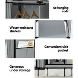 Artiss Large Portable Clothes Closet Wardrobe with Shelf Grey - Rear View