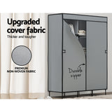 Artiss Large Portable Clothes Closet Wardrobe with Shelf Grey - Close-Up Angle