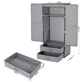 Artiss Large Portable Clothes Closet Wardrobe with Magnetic Door Grey - Side View