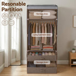 Artiss Large Portable Clothes Closet Wardrobe with Magnetic Door Grey, image 5