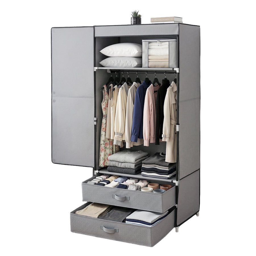 Artiss Large Portable Clothes Closet Wardrobe with Magnetic Door Grey, image 10