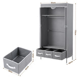 Artiss Large Portable Clothes Closet Wardrobe with Tiebacks Grey - Side View