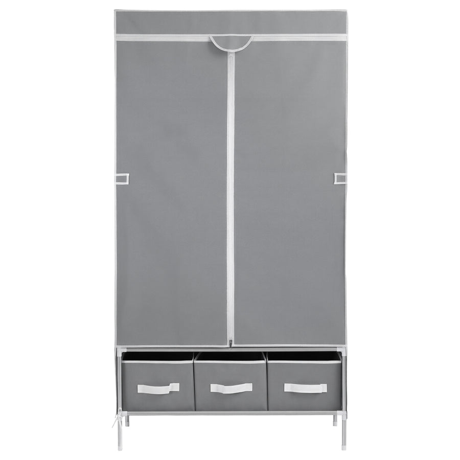 Artiss Large Portable Clothes Closet Wardrobe with Tiebacks Grey, image 4