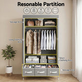 Artiss Large Portable Clothes Closet Wardrobe with Tiebacks Grey - 45-Degree Angle
