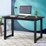 Oikiture Computer Desk Veneer Table Top 120cm Black - Rear View
