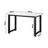Oikiture Computer Desk Metal Frame White Top 120cm