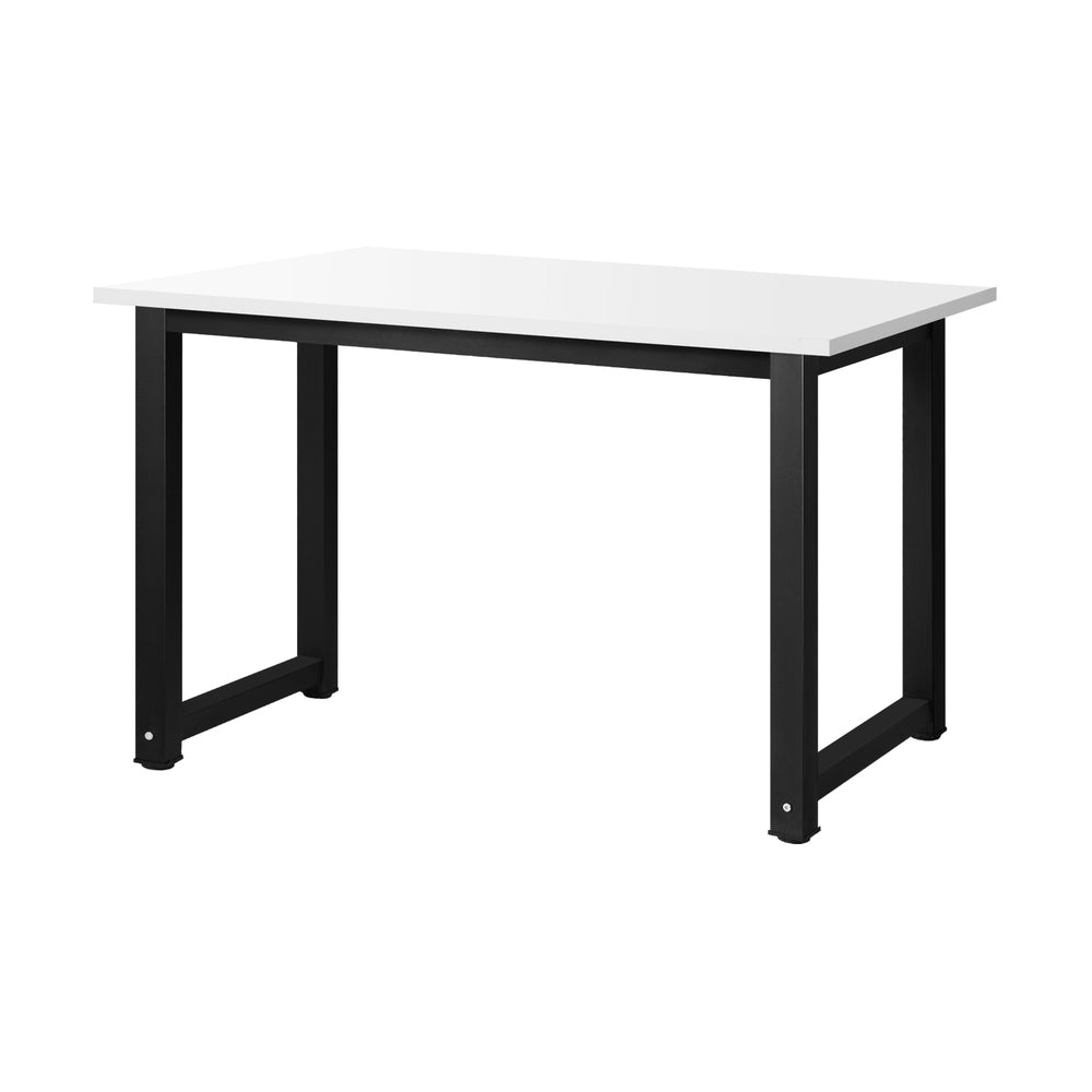 Oikiture Computer Desk Metal Frame White Top 120cm