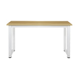 Oikiture Computer Desk White Frame Wood Top 120cm