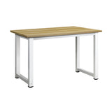Oikiture Computer Desk White Frame Wood Top 120cm