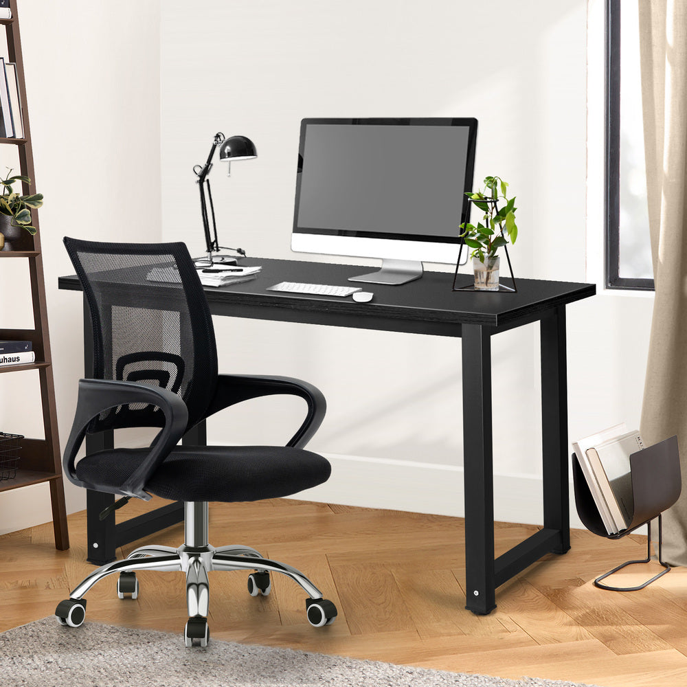 Oikiture Home Office Set Black Computer Desk and Mesh Office Chair