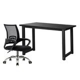 Oikiture Home Office Set Black Computer Desk and Mesh Office Chair - Close-Up Angle