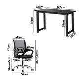 Oikiture Home Office Set Black Computer Desk and Mesh Office Chair