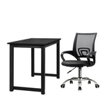 Oikiture Home Office Set Black Computer Desk and Mesh Office Chair