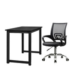 Oikiture Home Office Set Black Computer Desk and Mesh Office Chair - Rear View