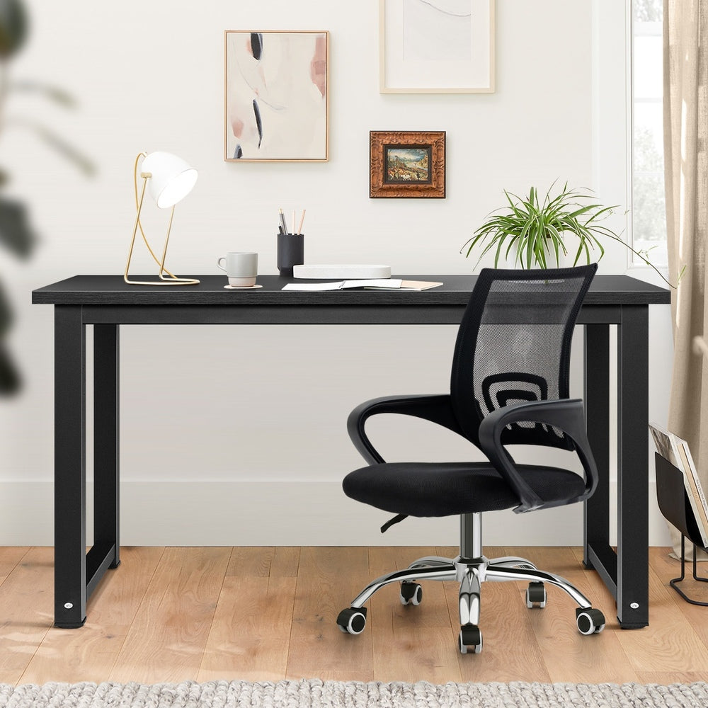 Oikiture Home Office Set Black Computer Desk and Mesh Office Chair