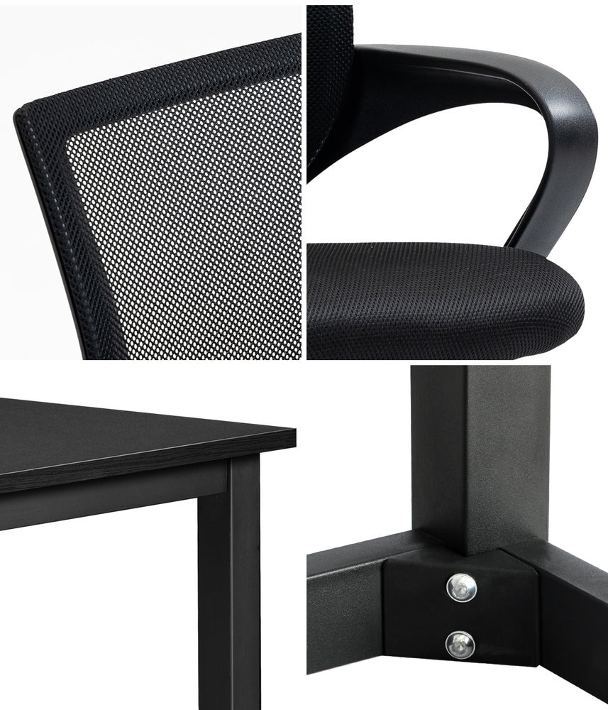 Oikiture Home Office Set Black Computer Desk and Mesh Office Chair