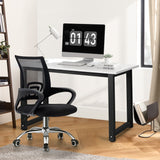 Oikiture Home Office Set BK&WH Computer Desk and Mesh Office Chair - Low Angle