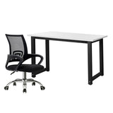 Oikiture Home Office Set BK&WH Computer Desk and Mesh Office Chair