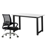 Oikiture Home Office Set BK&WH Computer Desk and Mesh Office Chair - Close-Up Angle