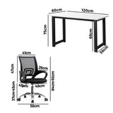 Oikiture Home Office Set BK&WH Computer Desk and Mesh Office Chair
