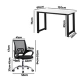 Oikiture Home Office Set BK&WH Computer Desk and Mesh Office Chair - Side View