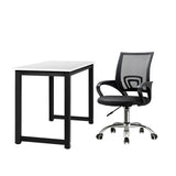 Oikiture Home Office Set BK&WH Computer Desk and Mesh Office Chair