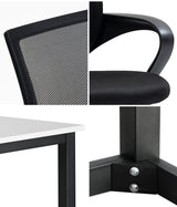 Oikiture Home Office Set BK&WH Computer Desk and Mesh Office Chair