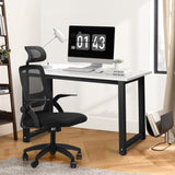 Oikiture Home Office Set Computer Desk and Mesh Office Chair BK&WH - Side View