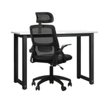 Oikiture Home Office Set Computer Desk and Mesh Office Chair BK&WH