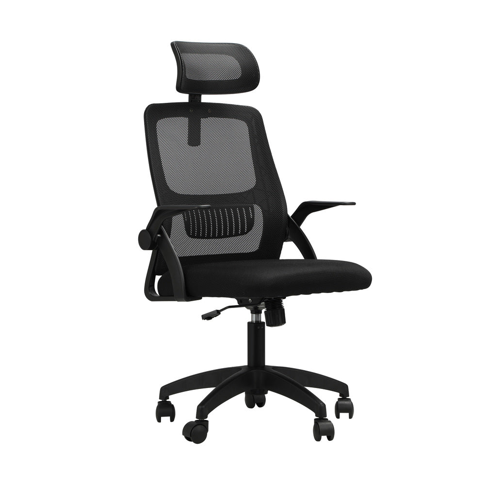 Oikiture Home Office Set Computer Desk and Mesh Office Chair BK&WH