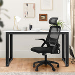 Oikiture Home Office Set Computer Desk and Mesh Office Chair BK&WH, image 6