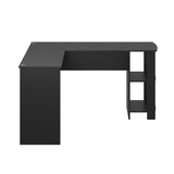 Oikiture L-shape Computer Desk with Storage Shelves Black - Low Angle