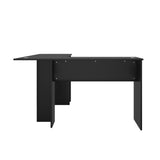 Oikiture L-shape Computer Desk with Storage Shelves Black - Front View