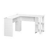 Oikiture L-shape Computer Desk with Storage Shelves White
