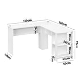 Oikiture L-shape Computer Desk with Storage Shelves White
