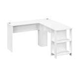 Oikiture L-shape Computer Desk with Storage Shelves White