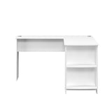 Oikiture L-shape Computer Desk with Storage Shelves White - Side View