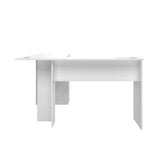 Oikiture L-shape Computer Desk with Storage Shelves White