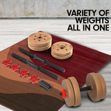 Powertrain 20kg Home Gym Adjustable Dumbbell and Barbell Weights Set - Gold - Low Angle