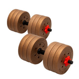 Powertrain Adjustable 32kg Home Gym Dumbbell Barbell Weights Gold