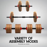 Powertrain Adjustable 32kg Home Gym Dumbbell Barbell Weights Gold - Rear View
