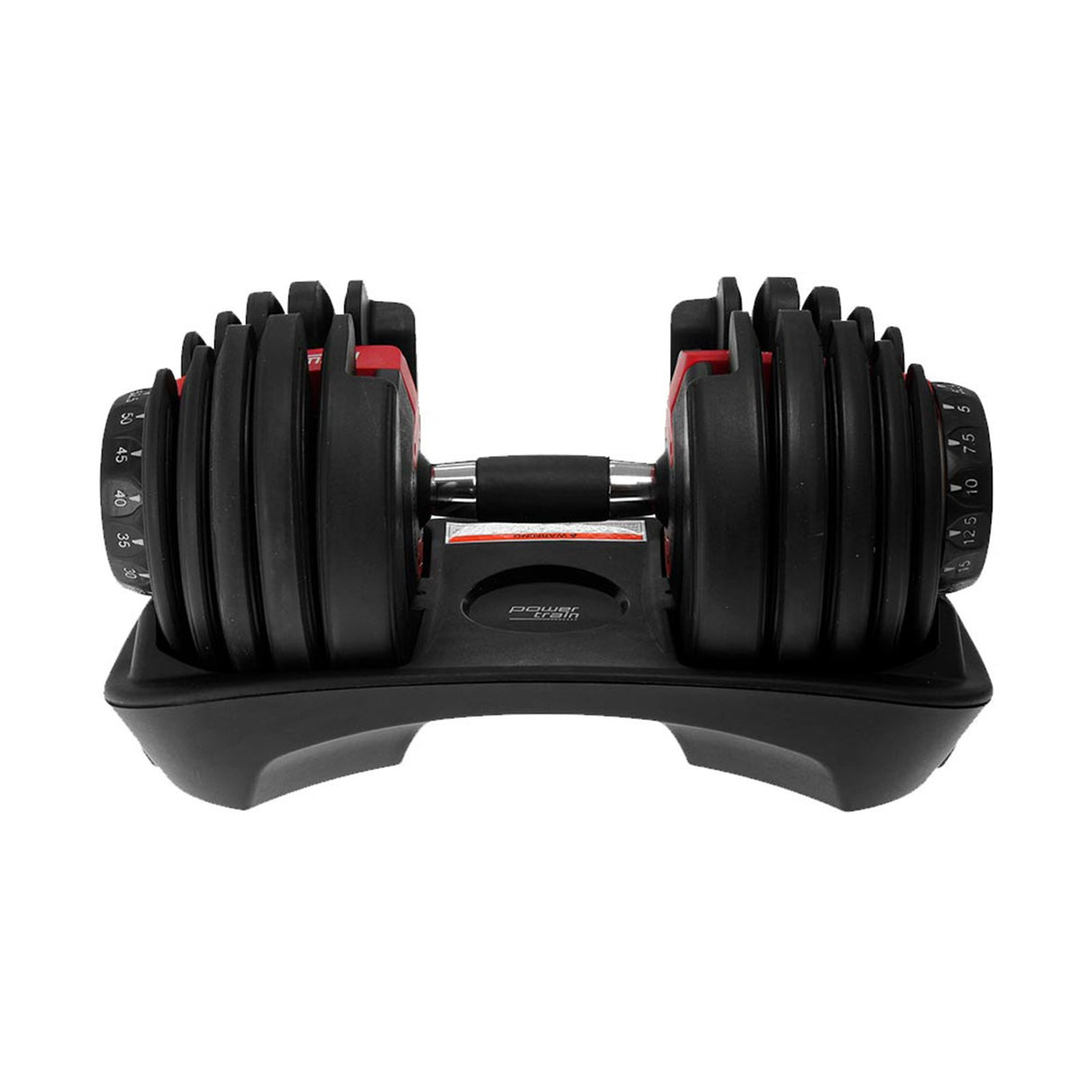 Powertrain 2x 24kg Adjustable Dumbbells Set Home Gym Exercise Free Weights - Red